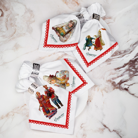 Набор салфеток столовых Повседневная Русь "Федоскино" 45х45